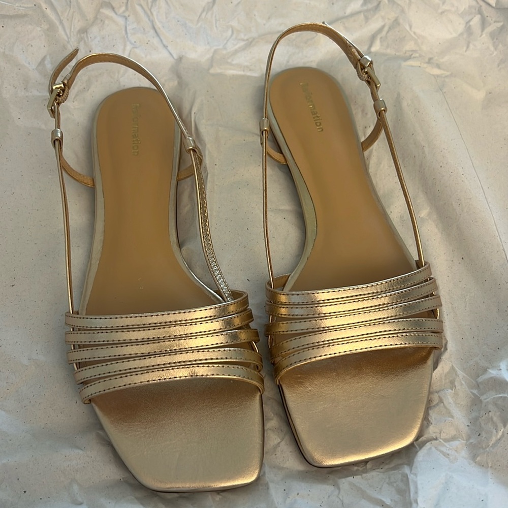 Reformation gold sandals, size 7.5, never worn.